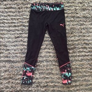 Puma Black and Pink Leggings with Geometric Cuff